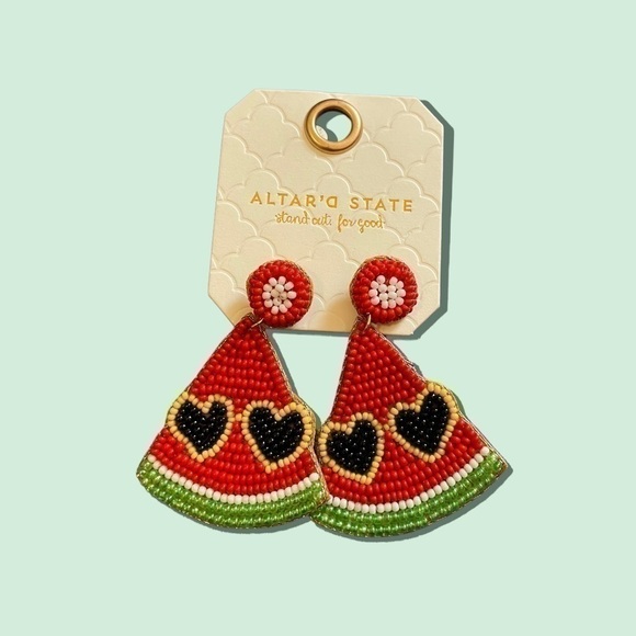 Altar’d State Watermelon Beaded Earrings - Picture 1 of 1